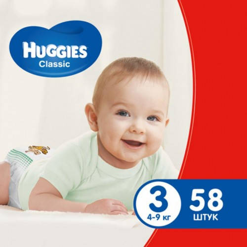 

Подгузники детские Huggies Classic №3 4-9 кг 58 шт