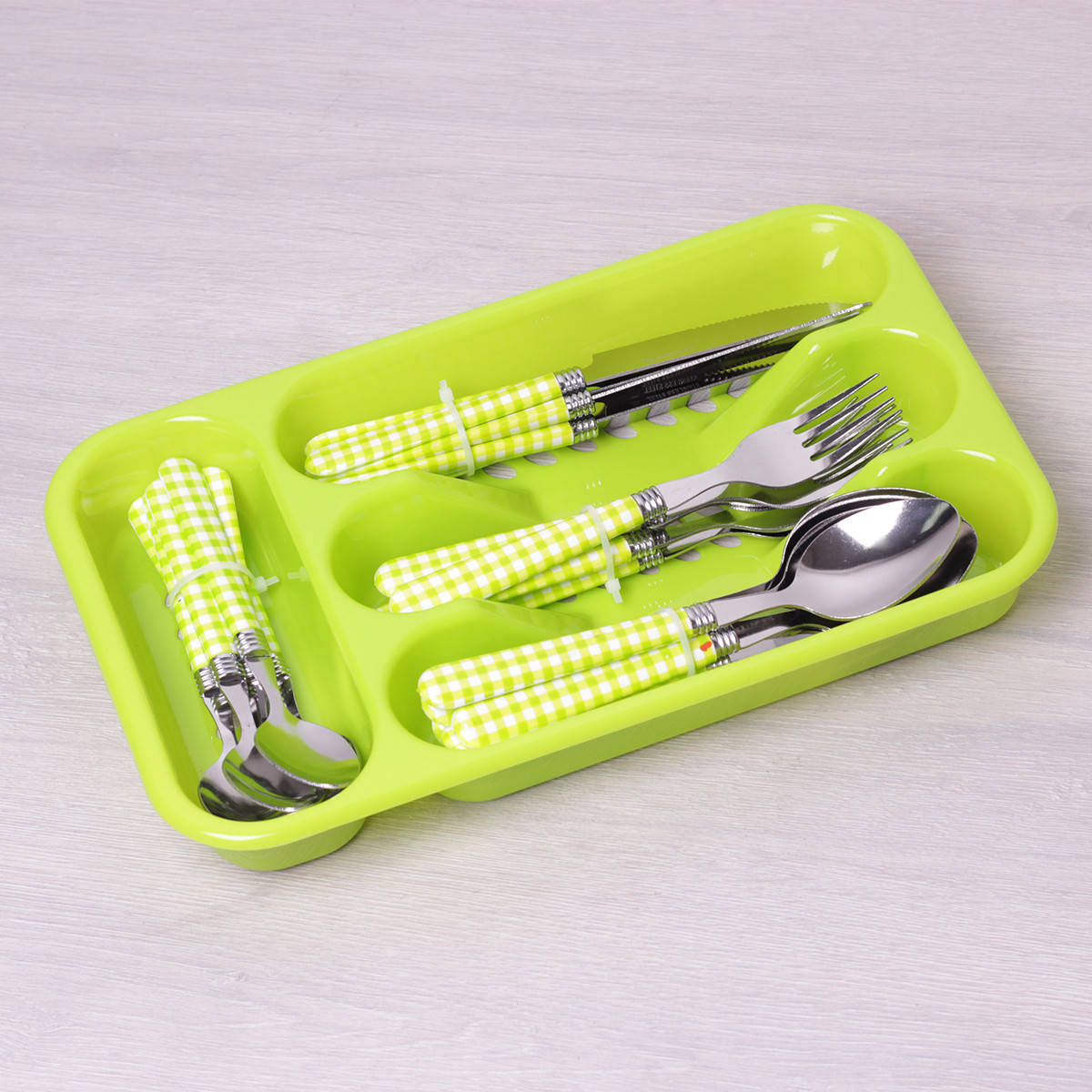 

Набор столовых приборов 25 пр. из нержавеющей стали с пластиковыми ручками и подставкой