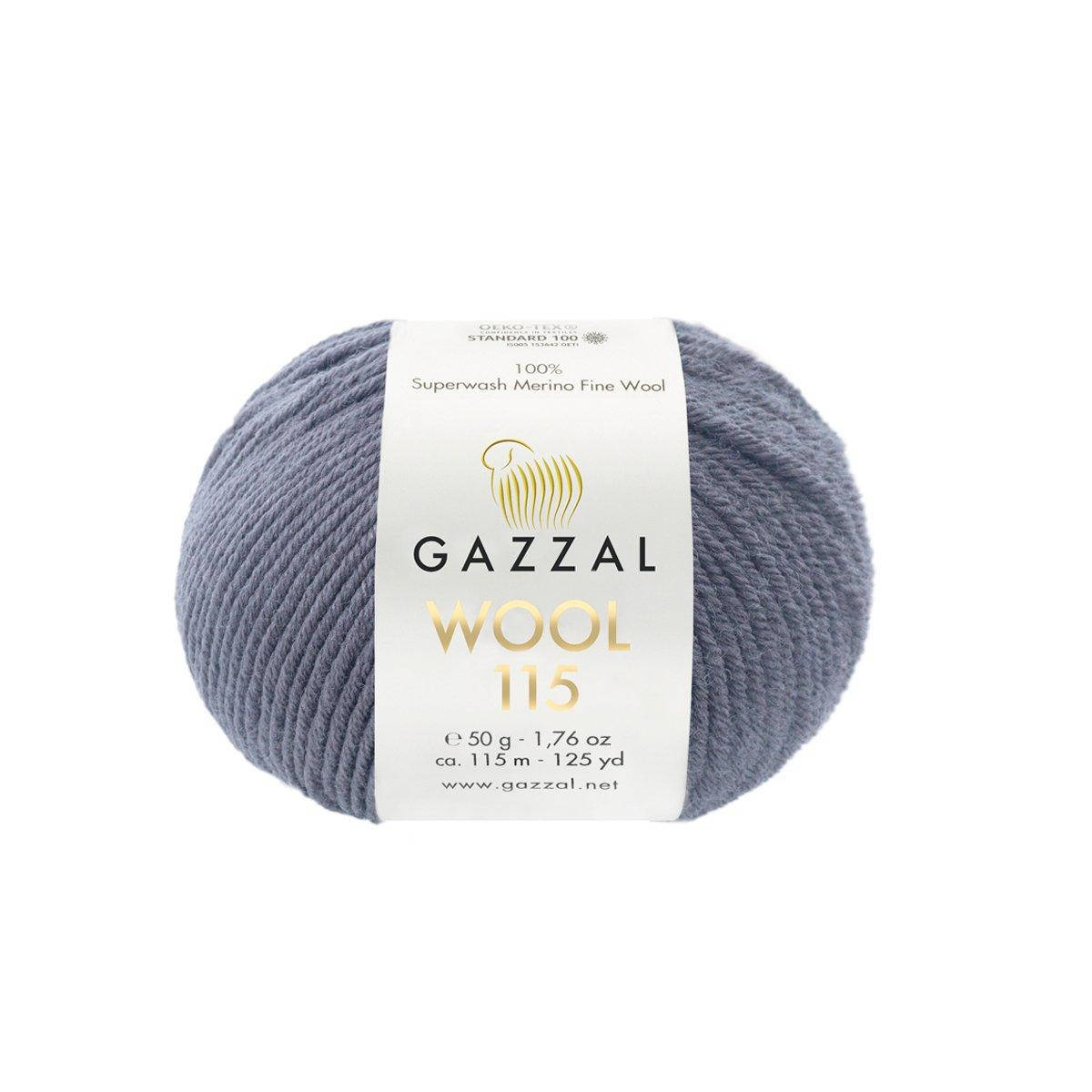 

Gazzal Wool 115 (Газзал Вул 115) № 3306 графит (Пряжа мериносовая, нитки для вязания), Темно-серый