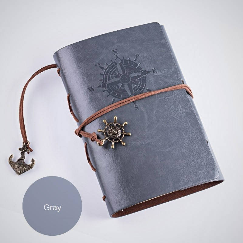 

Винтажный блокнот с якорем и штурвалом. Темно-серый (GP)