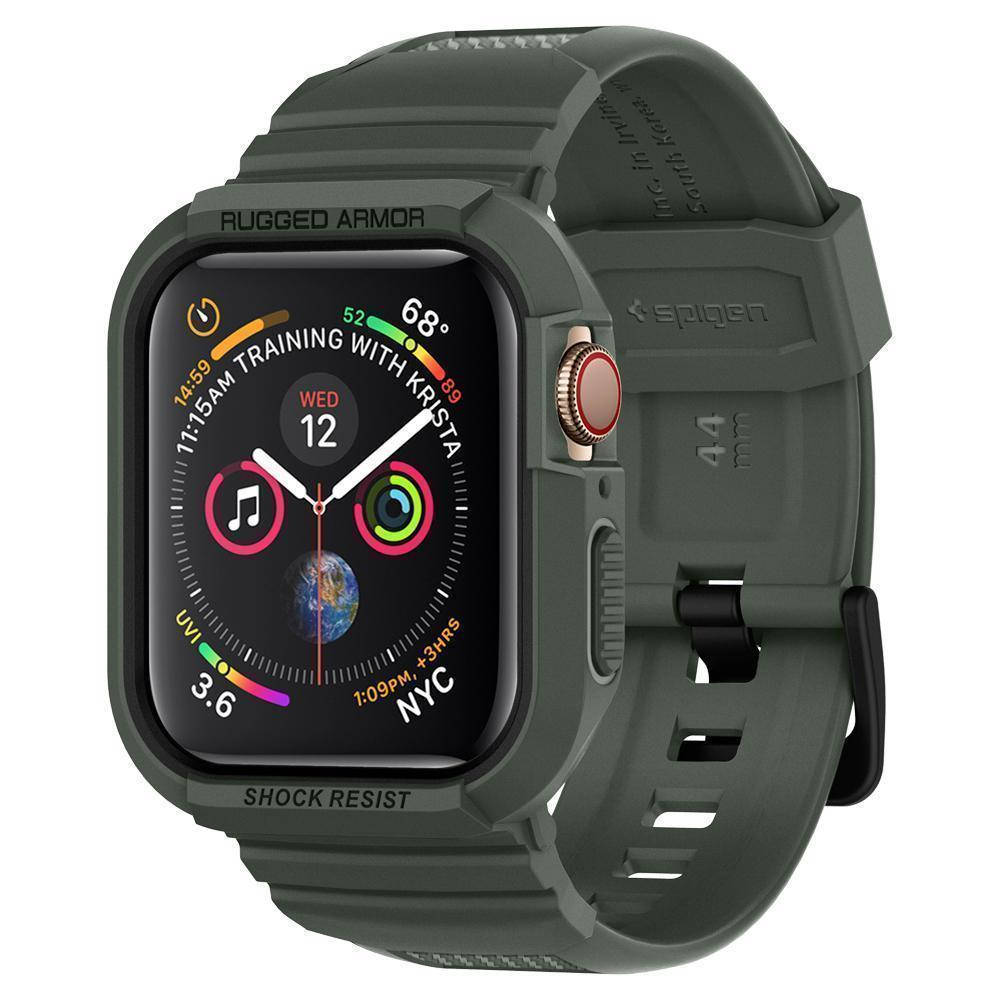 

Чехол с ремешком Spigen Rugged Armor Pro для Apple Watch 4/5/6/SE/7 44/45mm Military Green (062CS26016)