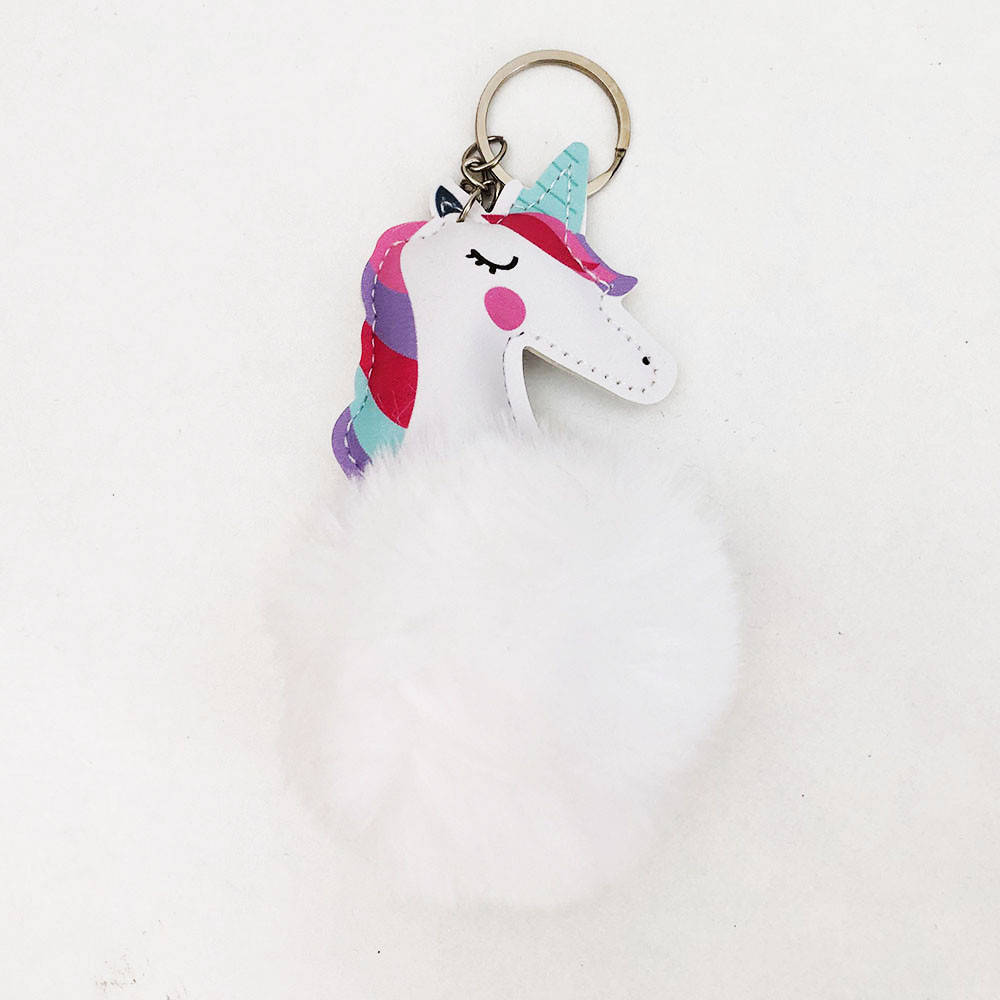 

Брелок единорог с мехом. Цвет: белый