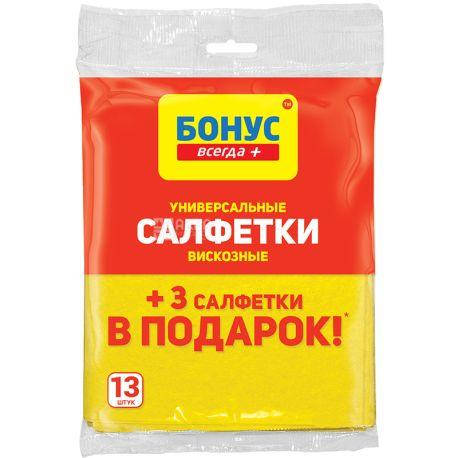 

Серветки віскозні Бонус 10 + 3 шт