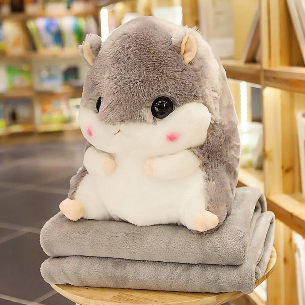 

Плед игрушка Хомяк 3в1 / Мягкая плюшевая игрушка подушка с пледом Серый