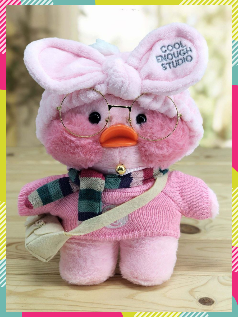 

Оригинальная Утка Лалафан в одежде с очками Cafe mimi duck Lalafanfan Duck уточка лалафанфан в розовой одежде, Розовый
