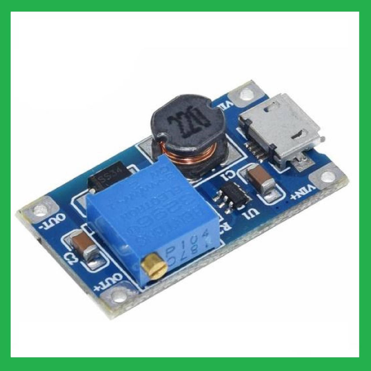 

Повышающий преобразователь MT3608 DC-DC 2 -24В до 5-28В, до 2А, вход micro USB