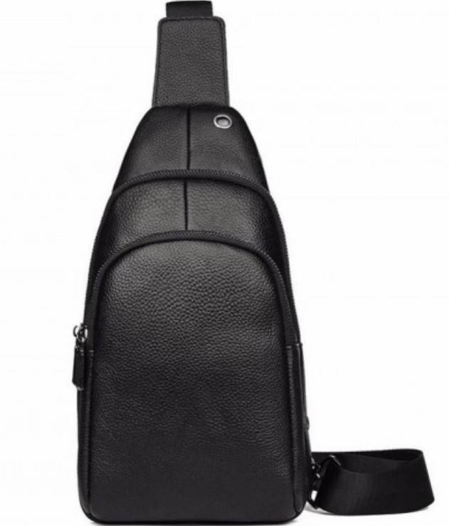 

Мужской черный кожаный слинг на плечо TIDING BAG A25F-011-1A черная