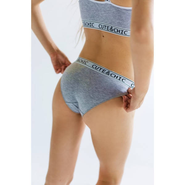

Женские трусы слипы Cute&Chic спортивные хлопок XL, Серый