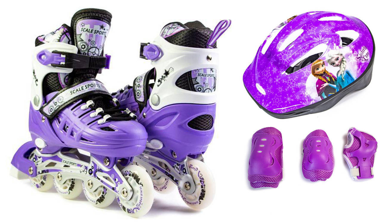 

Детские Ролики + Шлем принцессы + Защита Scale Sports Violet размер 29-33, 34-37, 38-42, Фиолетовый