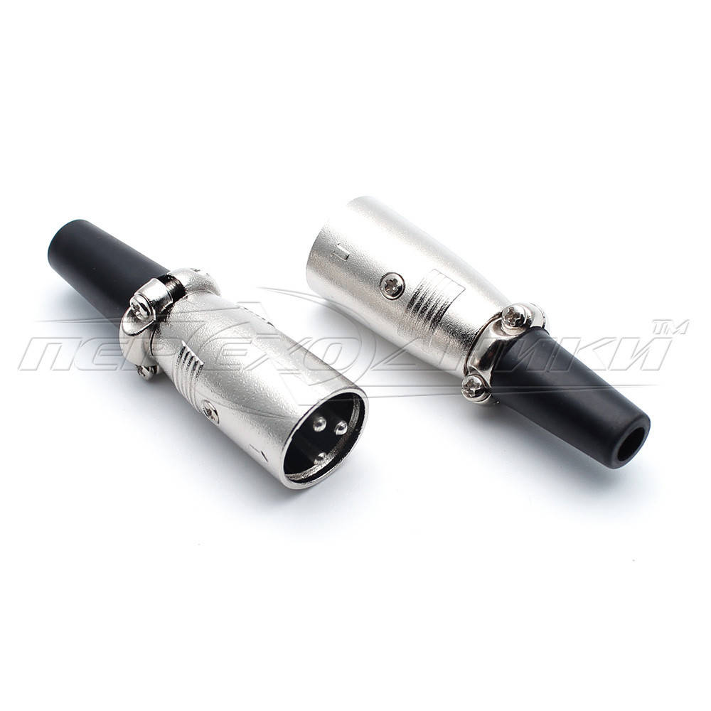 

Разъем штекер XLR (Canon) 3 pin на кабель с винтовым зажимом (металл)