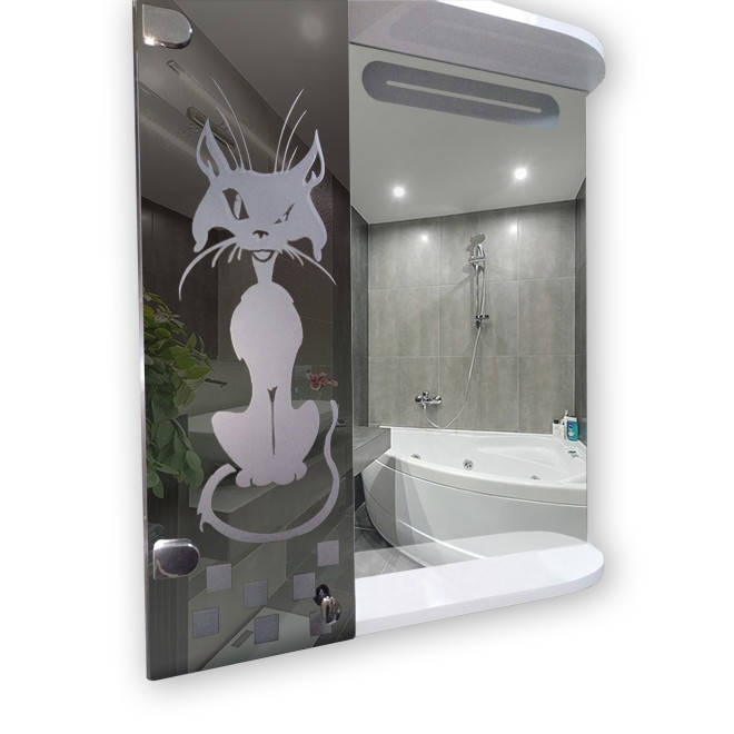 

Шкаф-зеркало (60*70*14см) "Кот" дверь слева с LED подсветкой
