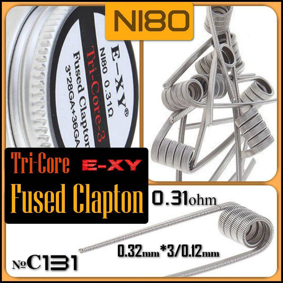 

С131 Tri-core Fused Clapton Coil 0.31 ohm. E-XY оригинал. Нихром Ni80. Готовая спираль.