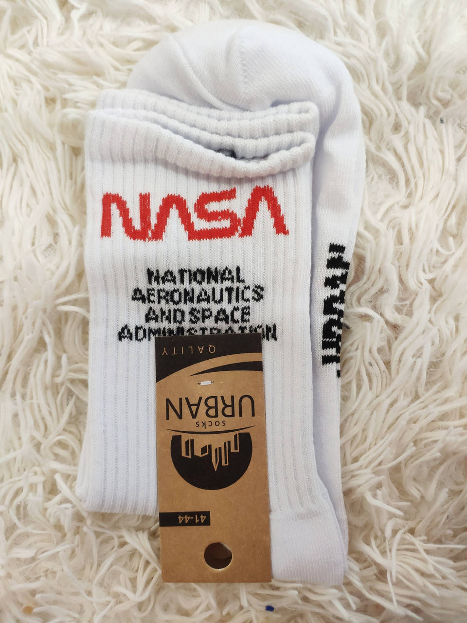 

Носки качество! высокие белые с принтом Nasa НАСА с надписью повседневные оригинальные не сползают 1 пара