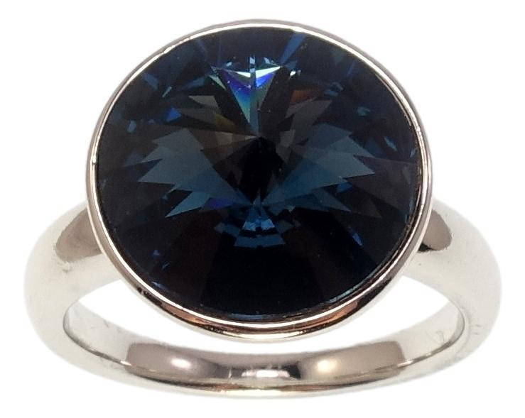 

Кольцо Xuping Родий с кр-ми Swarovski "Кристалл Dark Indigo ø 15мм" р.16,17,19.5,20