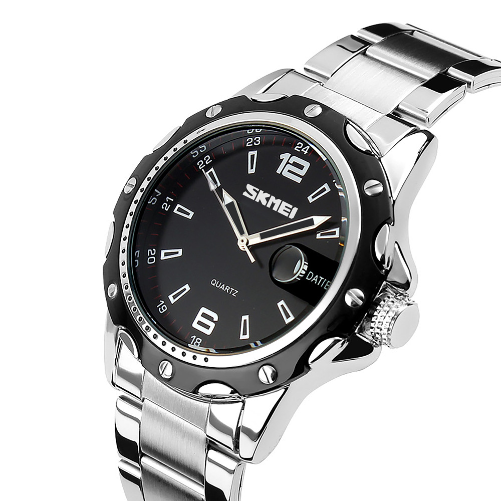 

Skmei 0992 S robby steel серебристые с черным циферблатом мужские классические часы