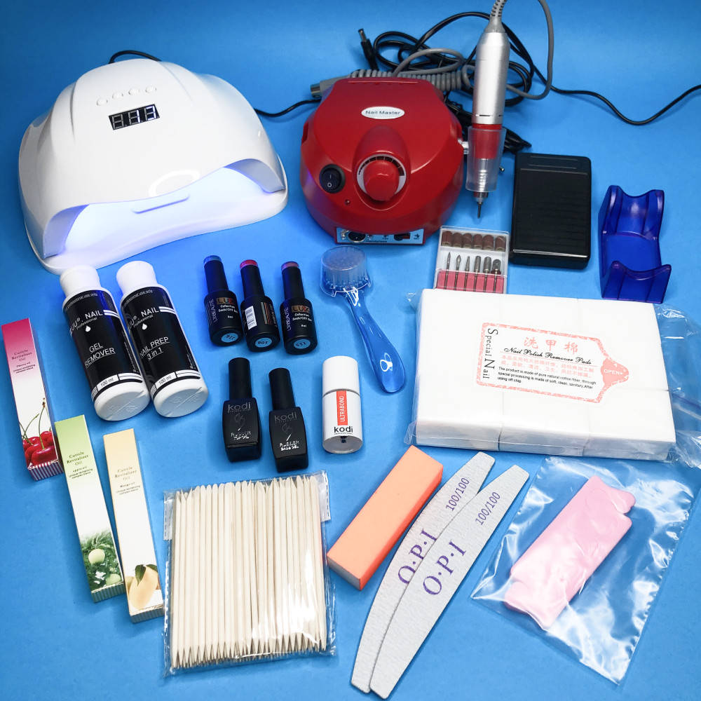 

Стартовый набор для маникюра, покрытия ногтей c гель-лаком, UV/LED лампой Sun X , и фрезером ZS-601 45W, Розовый