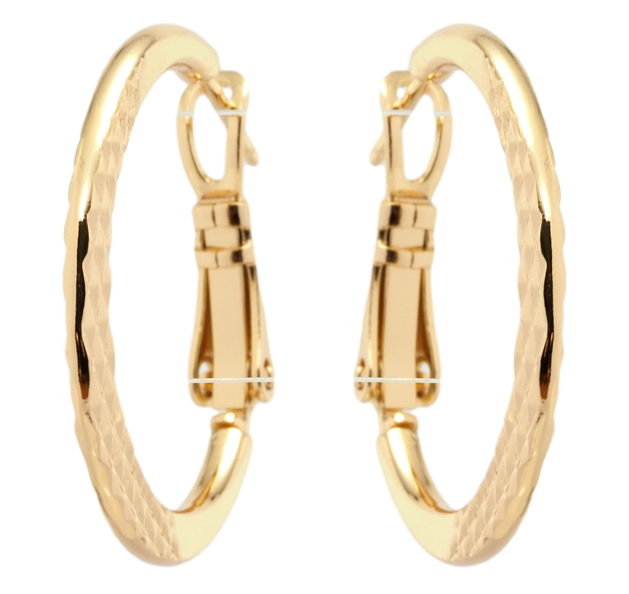 

Серьги Xuping Позолота 18K кольца (конго) "Плоские с узором" ø 2,5см