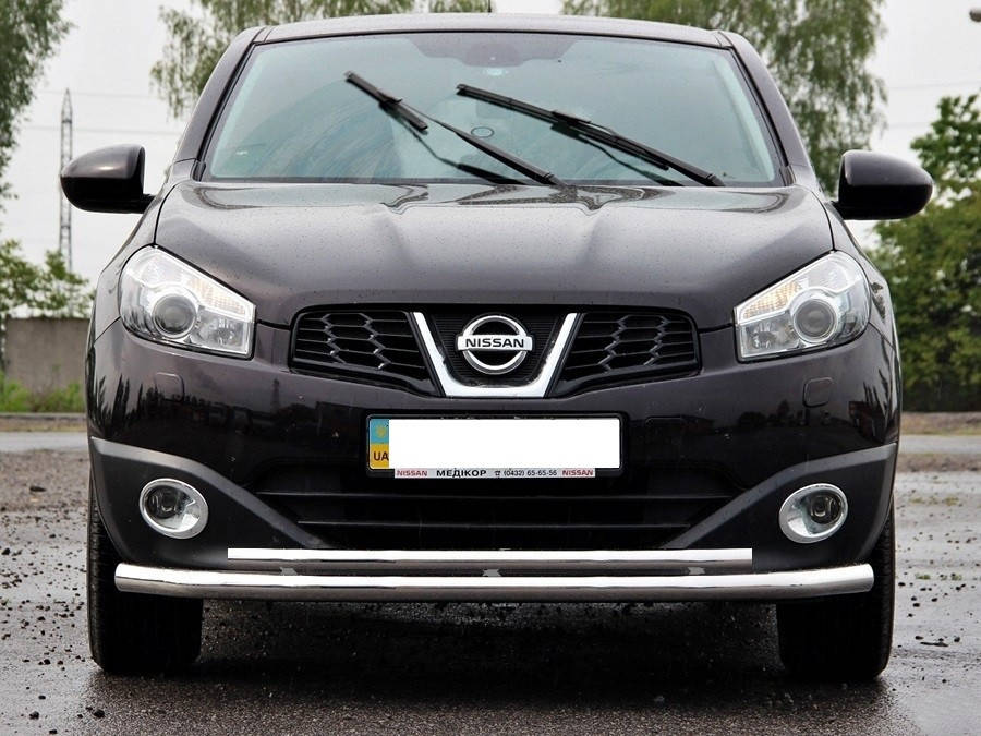 

Кенгурятник передний ус двойной для Nissan Qashqai с 2010-2014 г. из нержавейки, Серебристый