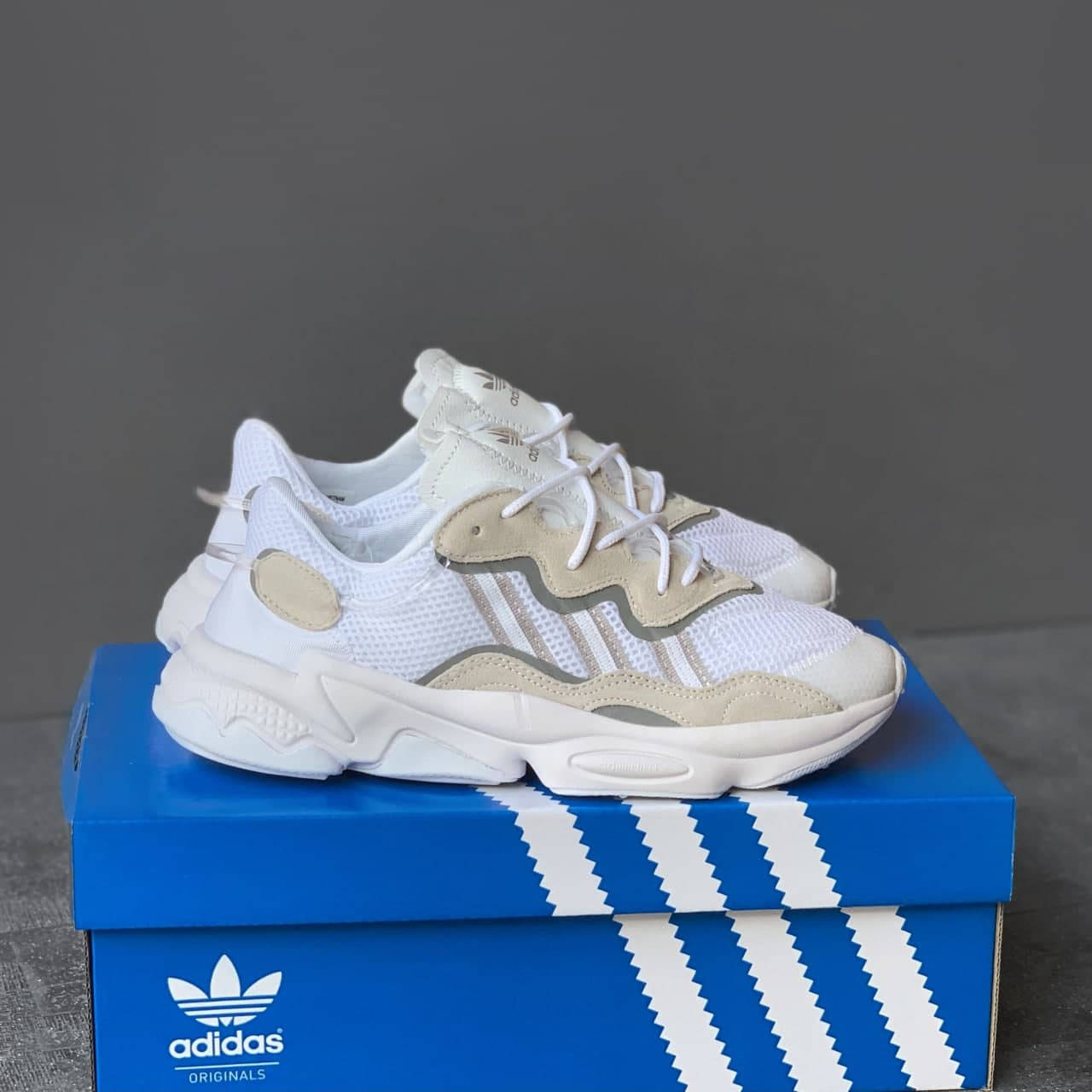

Adidas Ozweego Brown бежевые мужские демисезонные кроссовки. Осень/весна, мужские комбинированые кроссовки., Бежевый