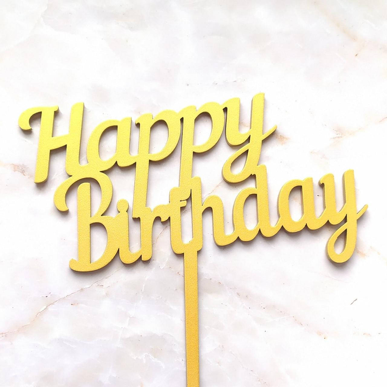 

Топер для кондитерських виробів Happy Birthday золотистий 5