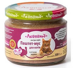 

Паштет-мус для котов Леопольд с мясом индейки 300 гр