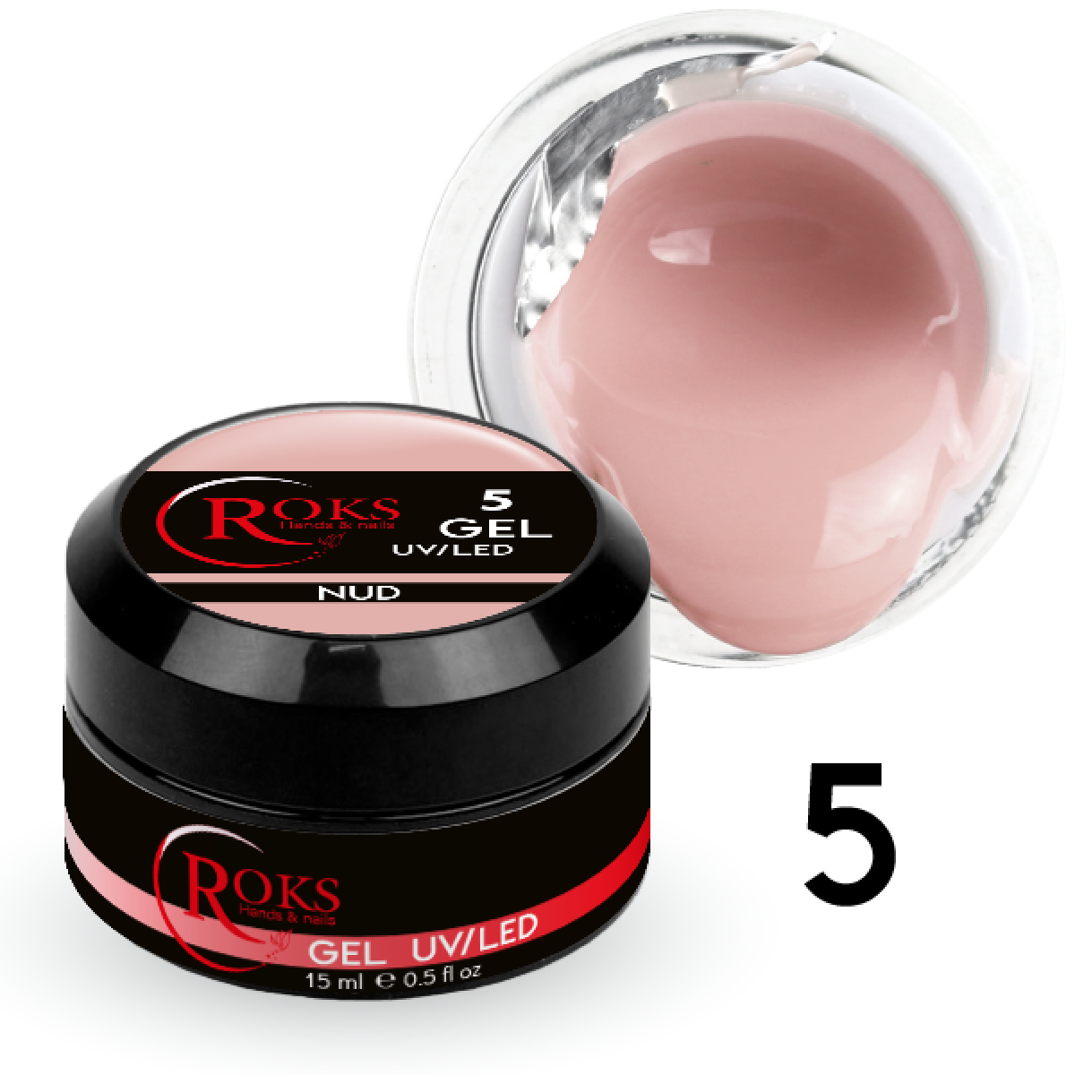 

Гель для наращивания ногтей Roks Gel UV/LED №5 Nude, 15 мл