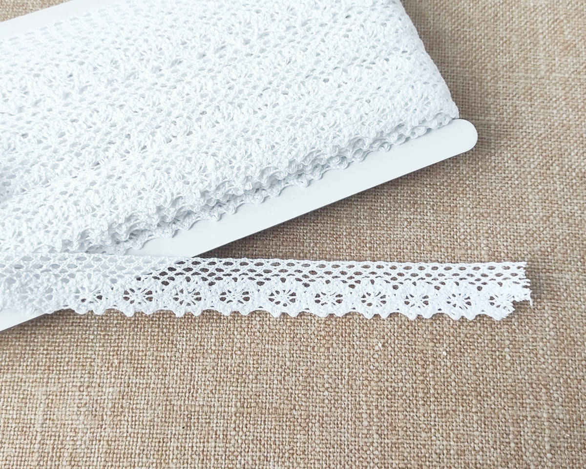 

Кружево хлопок 2.2 см белое ( 1 м/п ), Белый