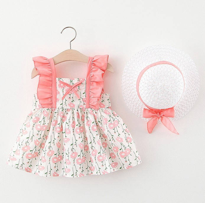 

Детское платье с шляпкой на девочку 12-24 мес (85, 90 см) сарафан и шляпкой, Розовый