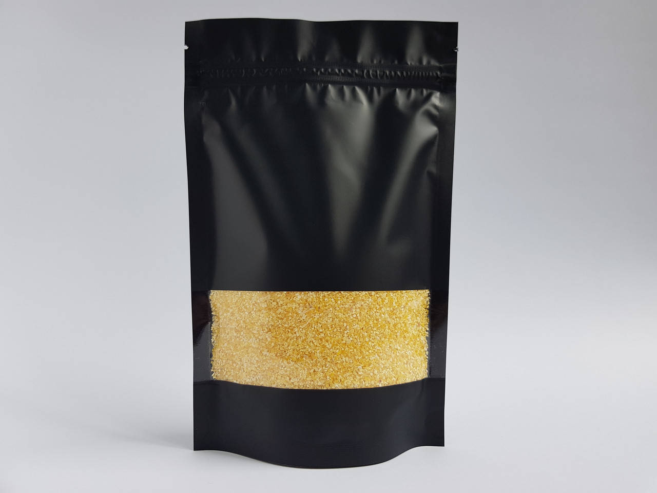 

Пакет Дой-Пак 130х200х32 черный (без металлизации) с окном, zip-замок