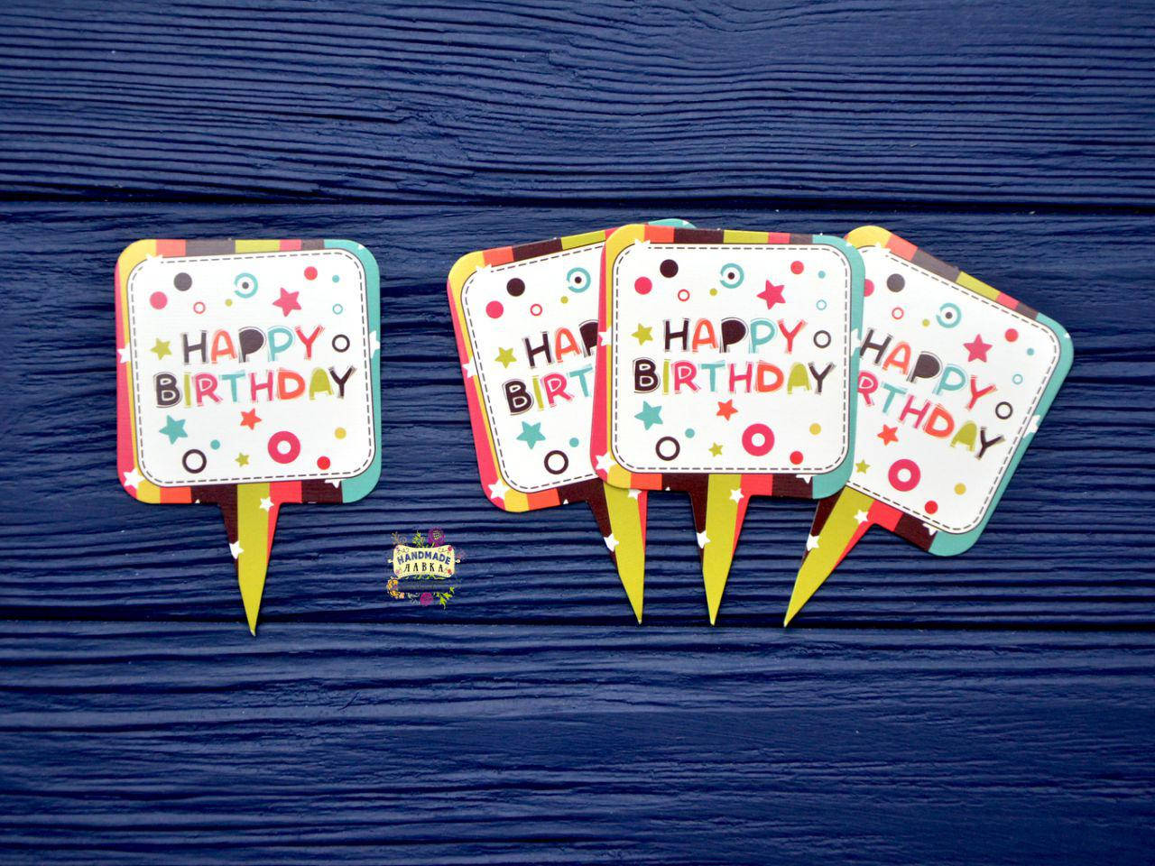 

Набор топперов для капкейков и десертов, 12шт., 7*5 см