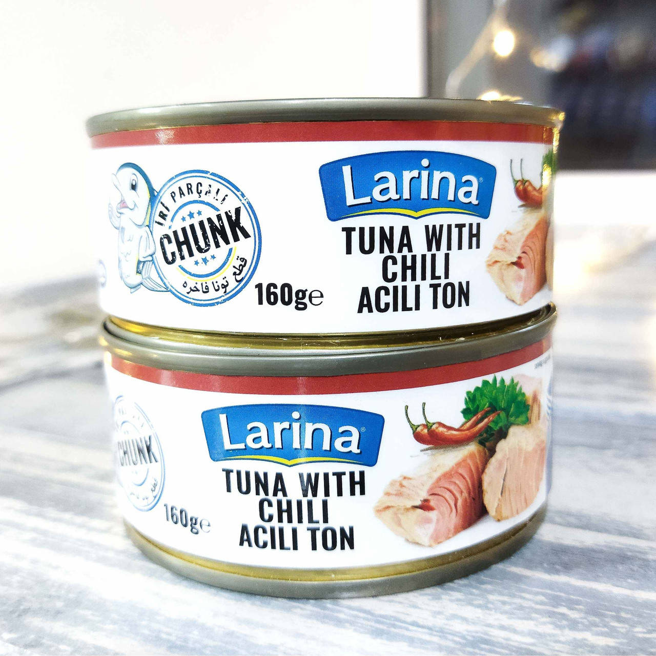 

Тунец кусочки в масле с острым перцем Larina, 160 грамм