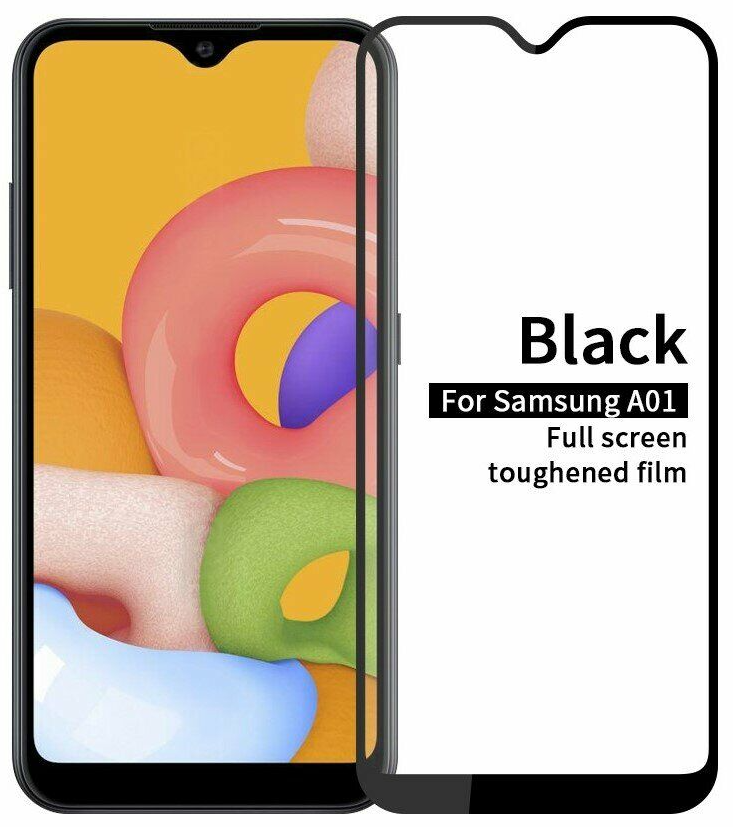 

Защитное стекло 9D, 9H Полной оклейки для Samsung Galaxy A01, Захисне скло