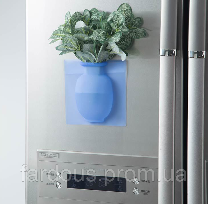 

Силиконовая настенная ваза для цветов. Голубой