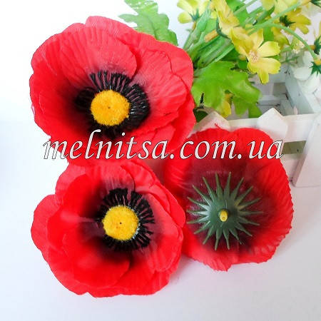 

Головка мака с бархатной сердцевинкой, 9,5 см