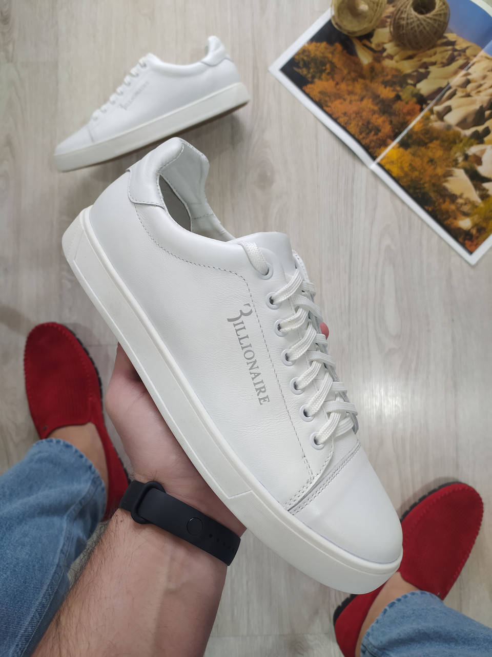 

Кроссовки мужские Billionaire белые кожа 40-45 р., Белый