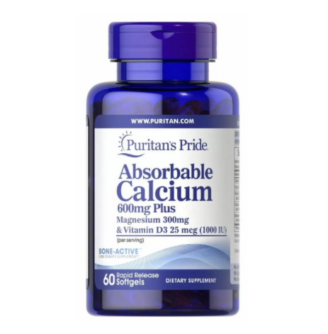 

Кальций плюс магний и витамин Д3, Absorbable Calcium plus Magnesium with Vitamin D3, Puritan's Pride, 600 мг/3