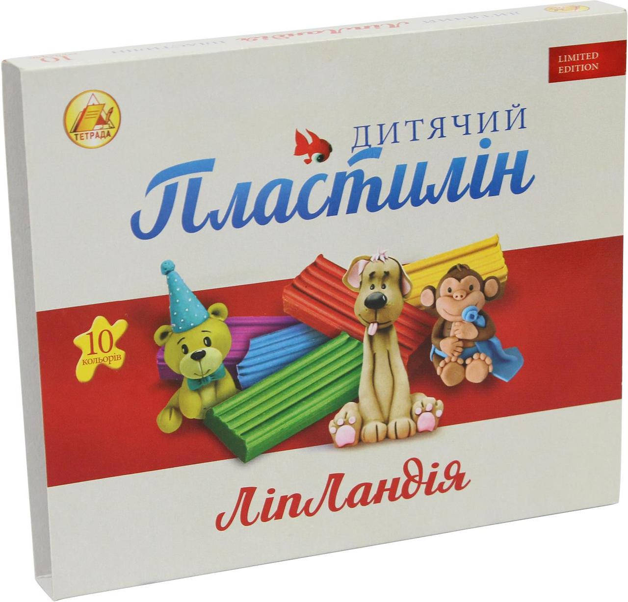 

Пластилін 10 кольор. 200гр Ліпландія/Пластіленд/Тетрада/(20)