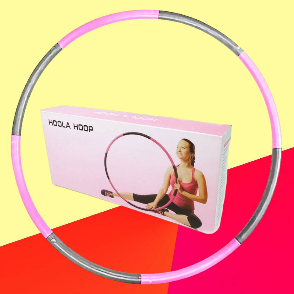 

Обруч хулахуп массажный складной на 8 секций для фитнеса серо-розовый Hoola Hoop