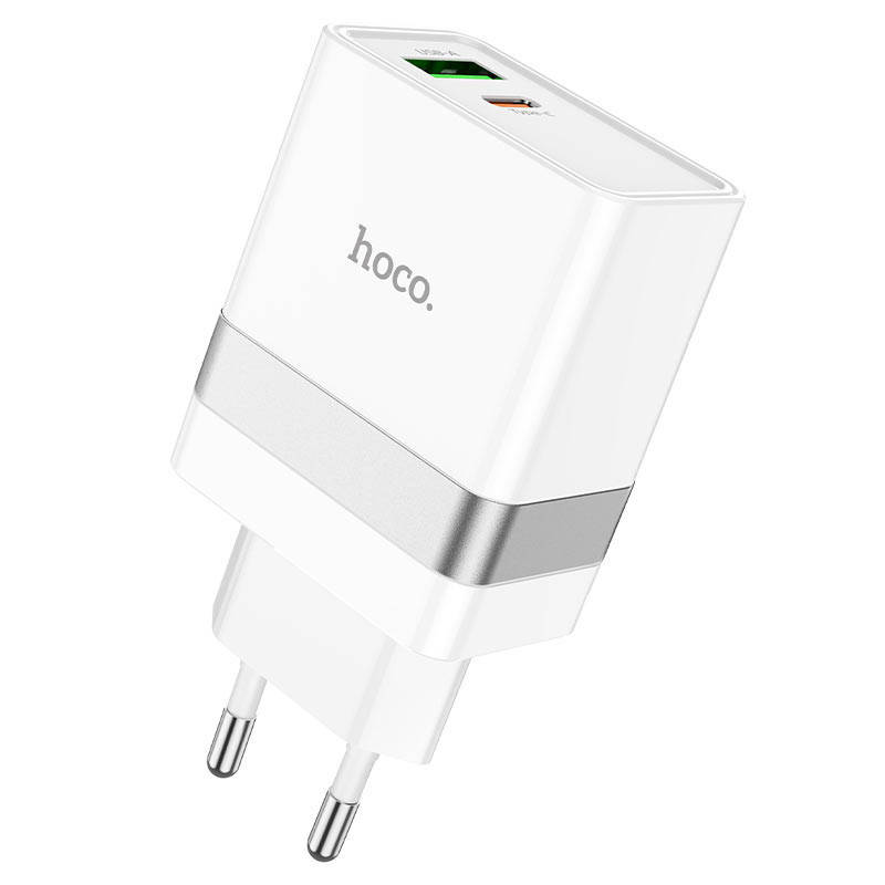 

Зарядка для телефона Hoco N21 Topspeed PD30W+QC3.0 (1USB/1Type-C/3A), Белый