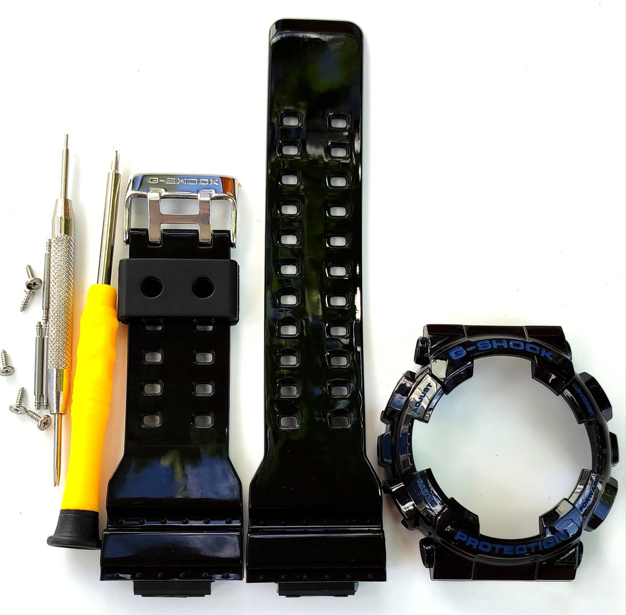 

Casio ремешок, безель (рант) для часов G-SHOCK BEZEL GA-110-1A GA-100 GA-110 GD-100 GD-120. Глянцевый. Черный с синим