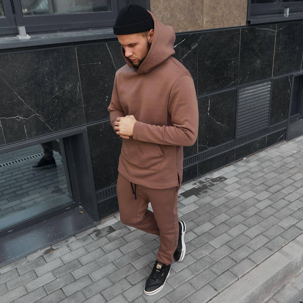 

Мужской спортивный костюм коричневый зимний FD 95449