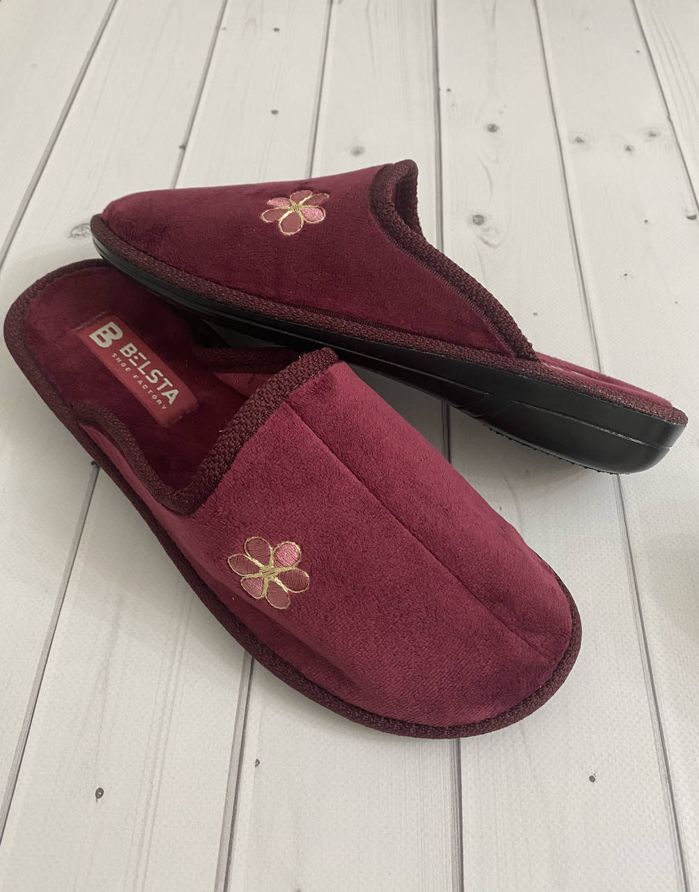 

Женские тапочки Белста 37,38(24,7см) 41(26,8см) велюр и литая подошва.Размер в размер, Сливовый