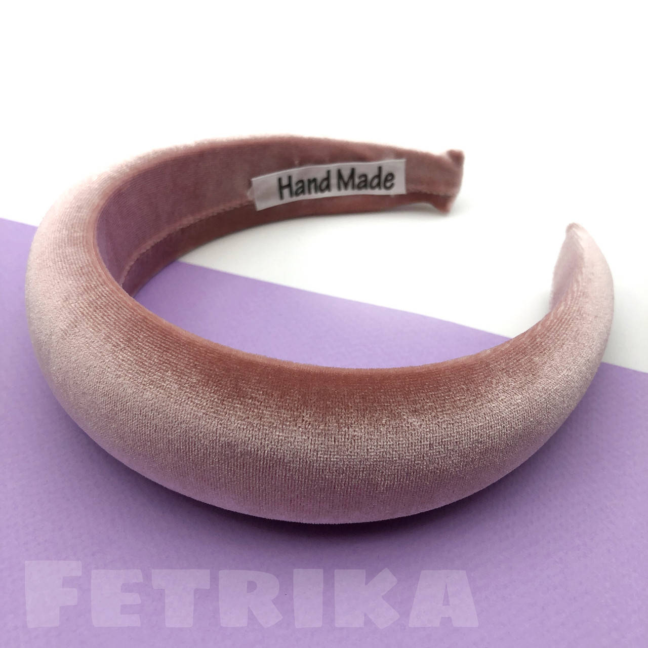 

Обруч объемный бархатный персиковый 4 см