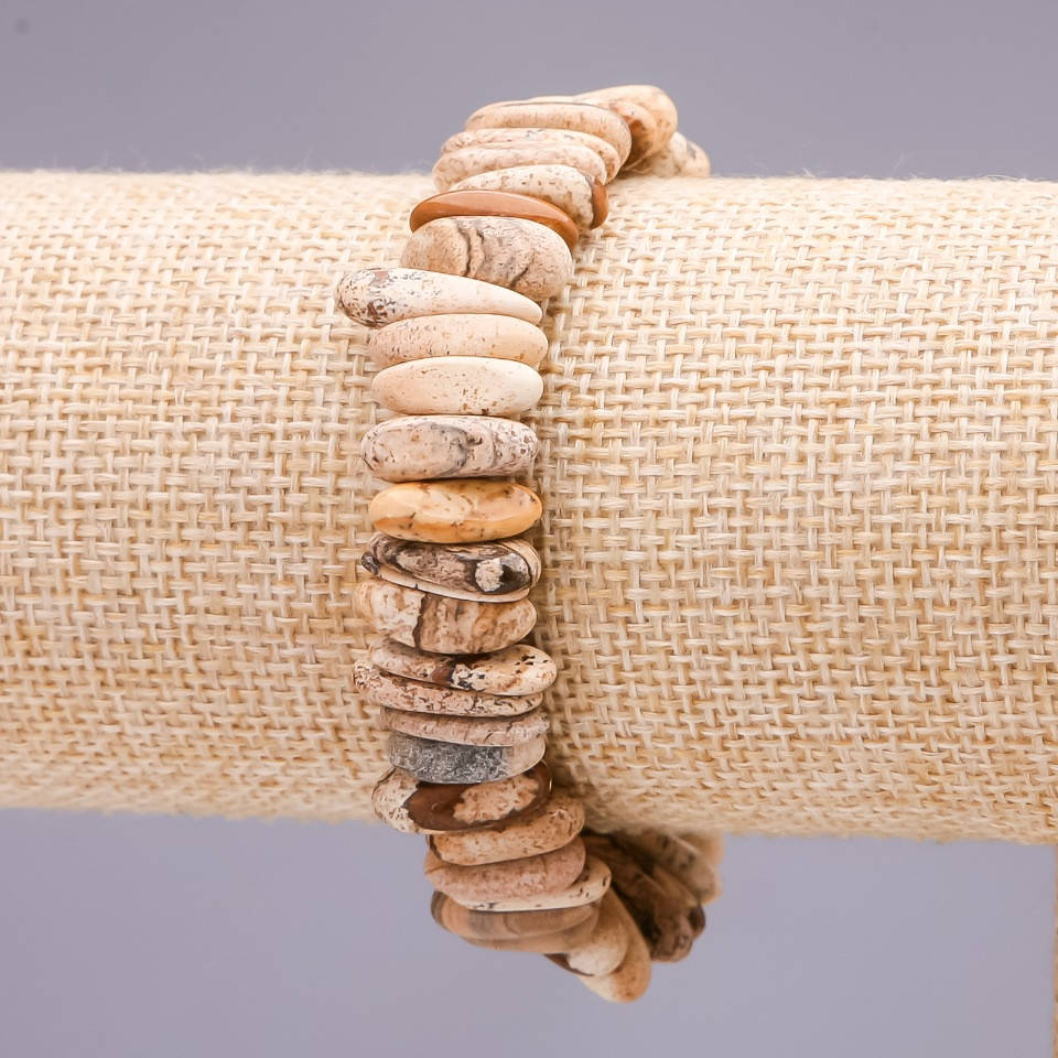 

Браслет Яшма пейзажная палочка d-4х15(+-)мм L-19см