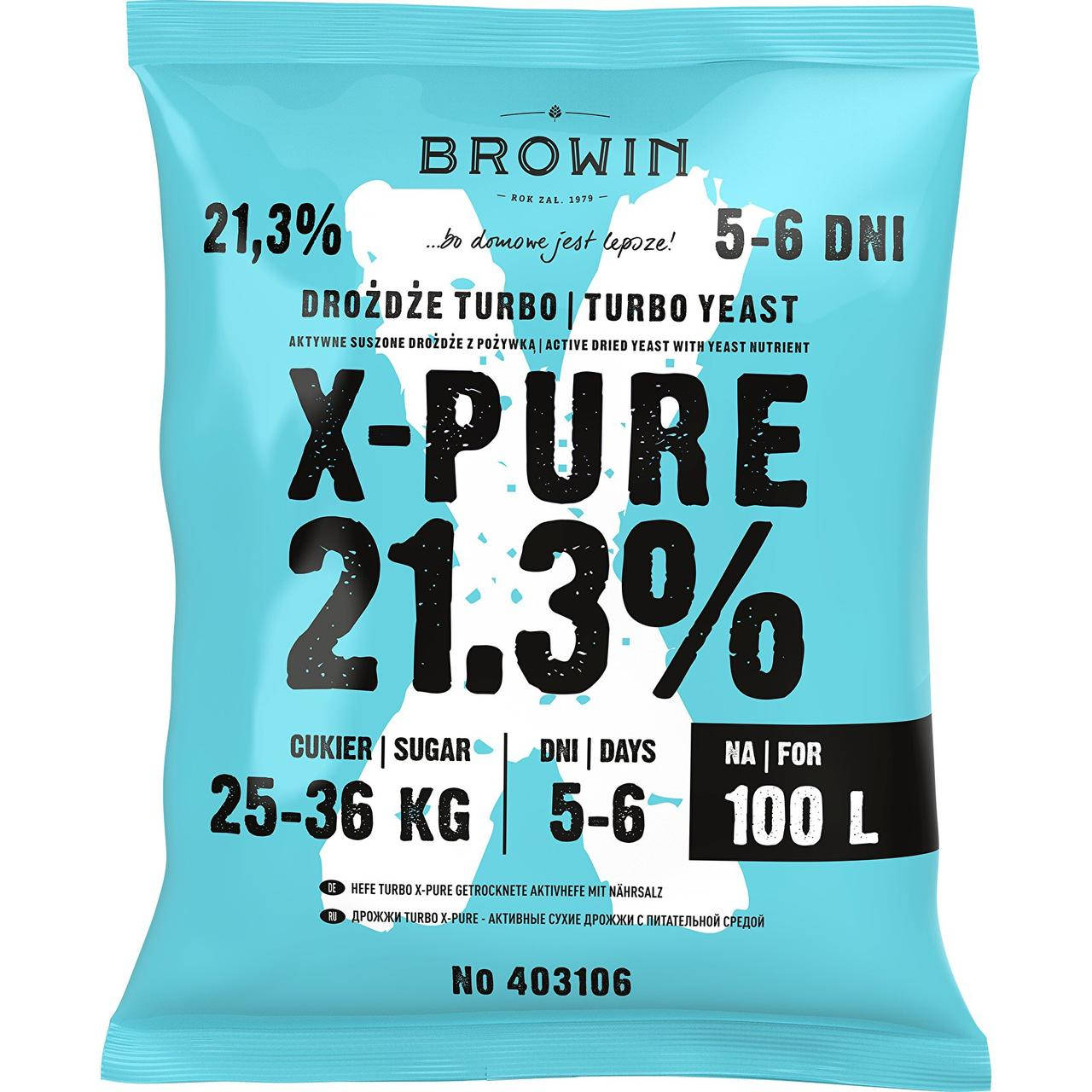 

Дрожжи Turbo X-Pure 21,3%, 100л