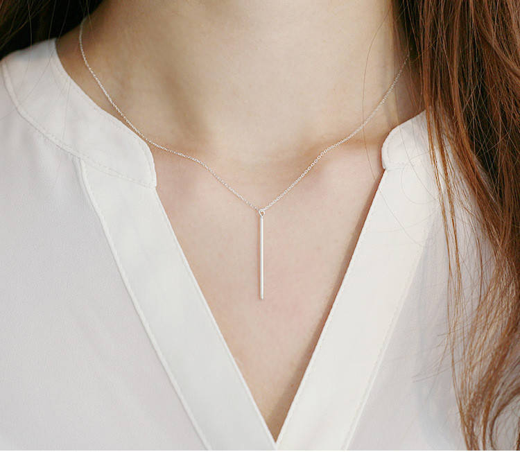 

Цепочка с кулоном Круглая длинная волшебная палочка Минимализм, серебряное покрытие 925 пробы, длина 40+4,5 см