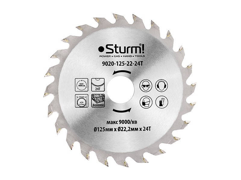 

Диск пильный по дереву Sturm 9020-125-22-24T, 125х22 мм 24 зуба