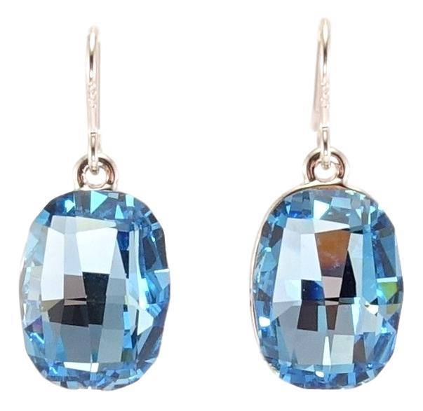 

Серьги Xuping Родий с кр-ми Swarovski подвески французский замок "Овальный кристалл Aquamarine"