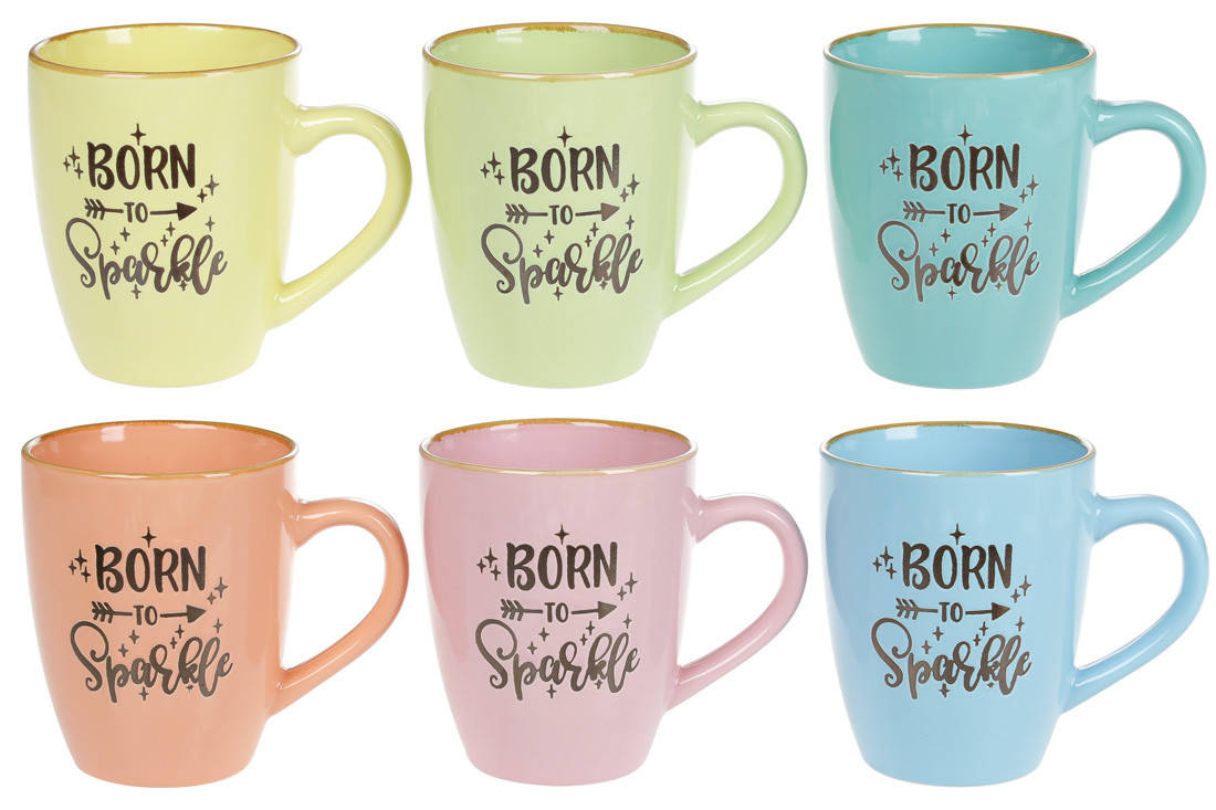 

Кружка керамическая Born to Sparkle 360 мл, 6 видов, Разные цвета