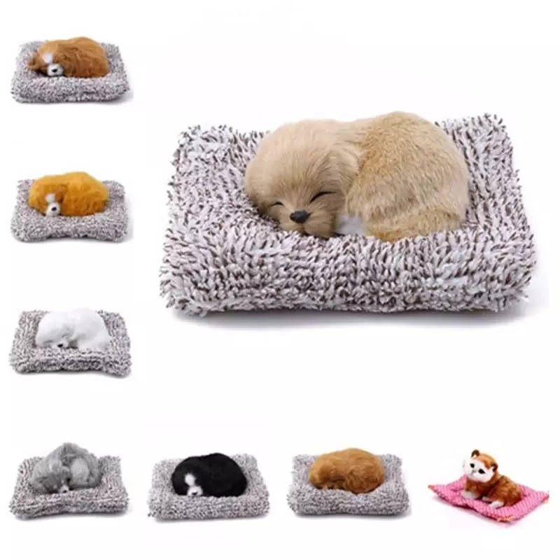 

Игрушка Собачка пушистик спит на коврике, Разные цвета